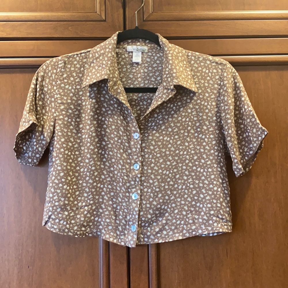 Wild Moss Cropped Leopard-print button down